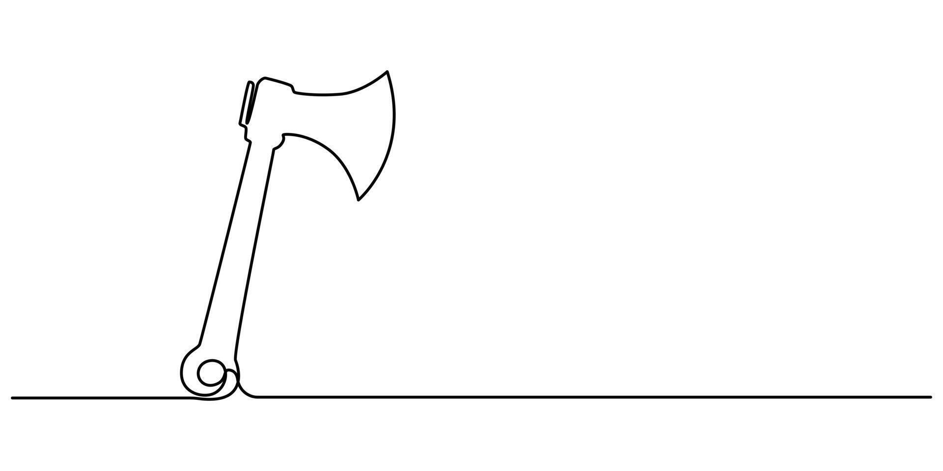 Continuous one line drawing pick axe illustration vector