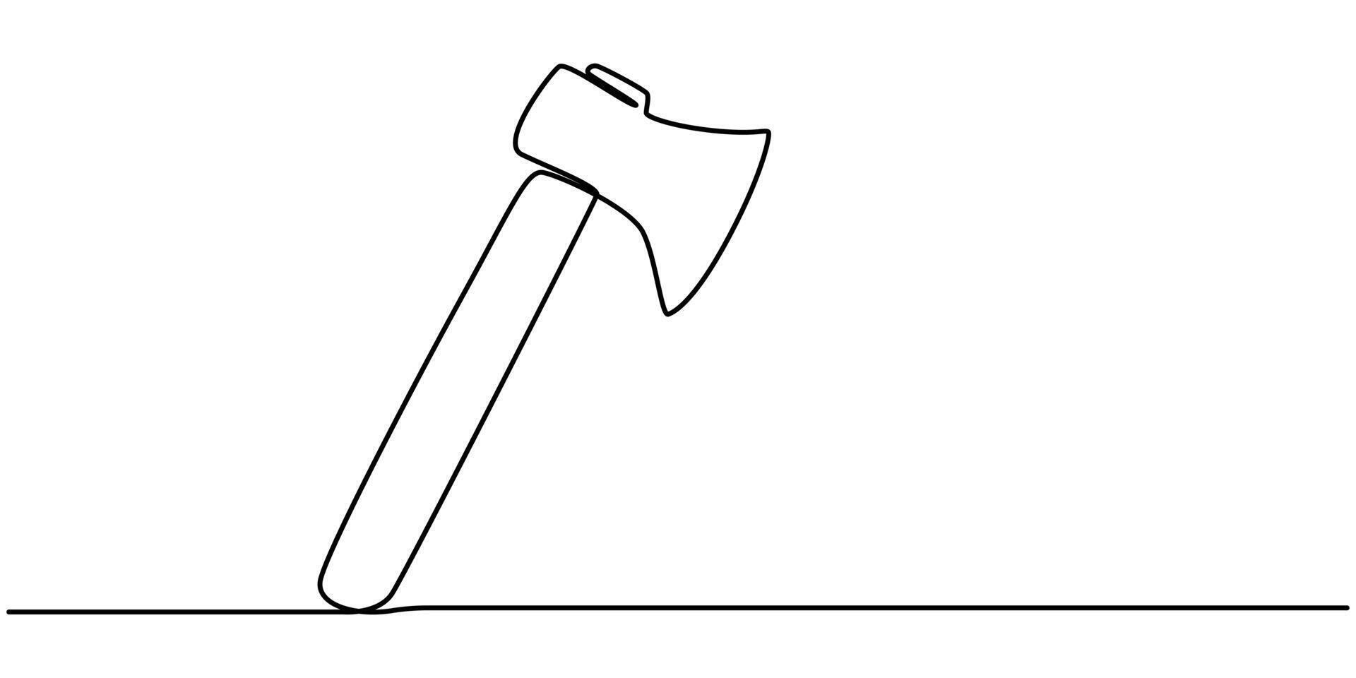 Continuous one line drawing of axe design Axe in single line draw illustration Editable stroke vector