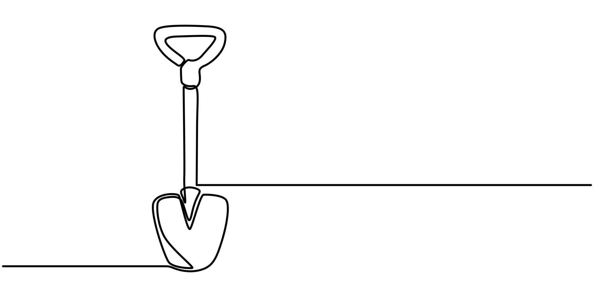 Shovel, dig, construction, cleaning one line art Continuous line drawing vector