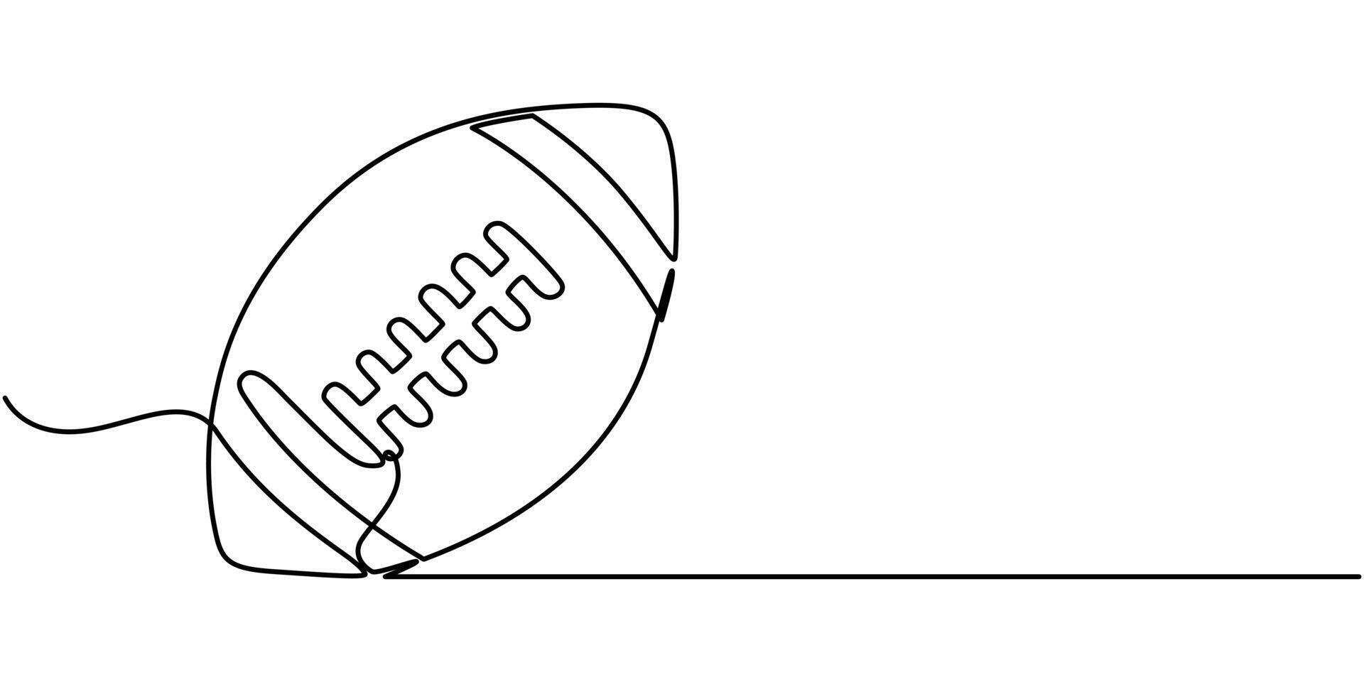 One continuous line drawing American football sport ball concept One line draw graphic design vector