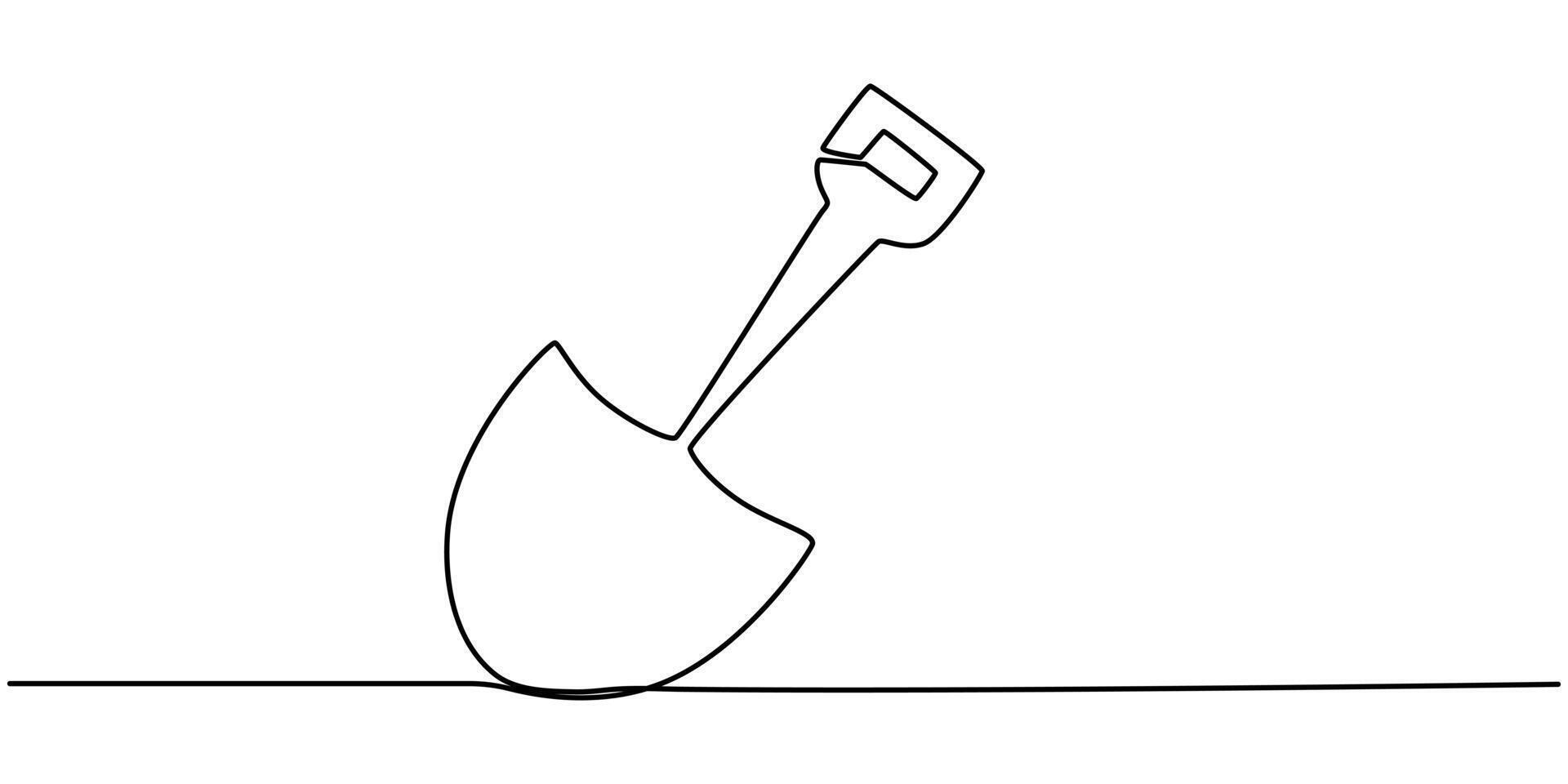 One continuous line drawing of shovel Single line of shovel illustration vector