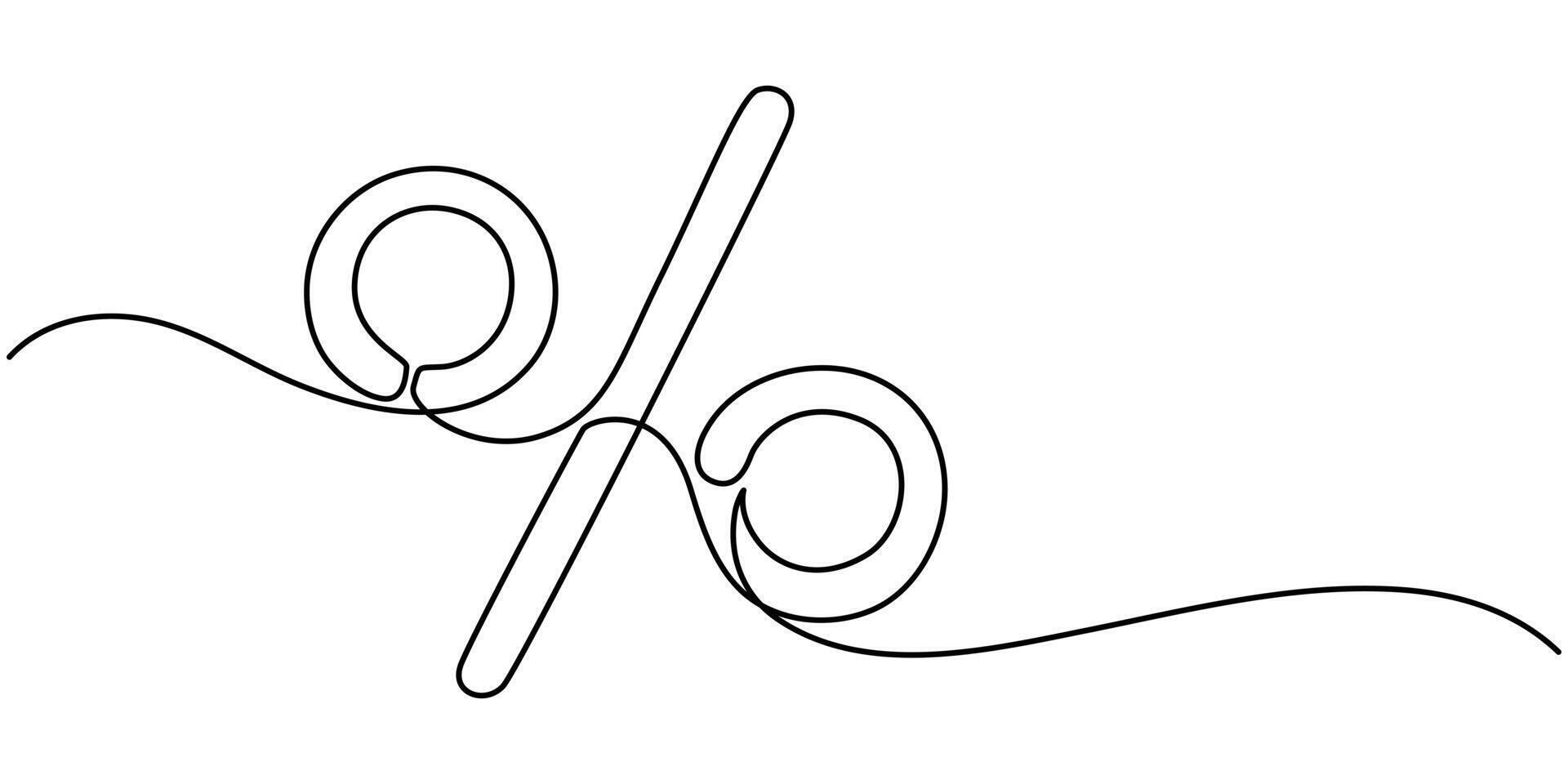 Continuous one line drawing percent sign vector