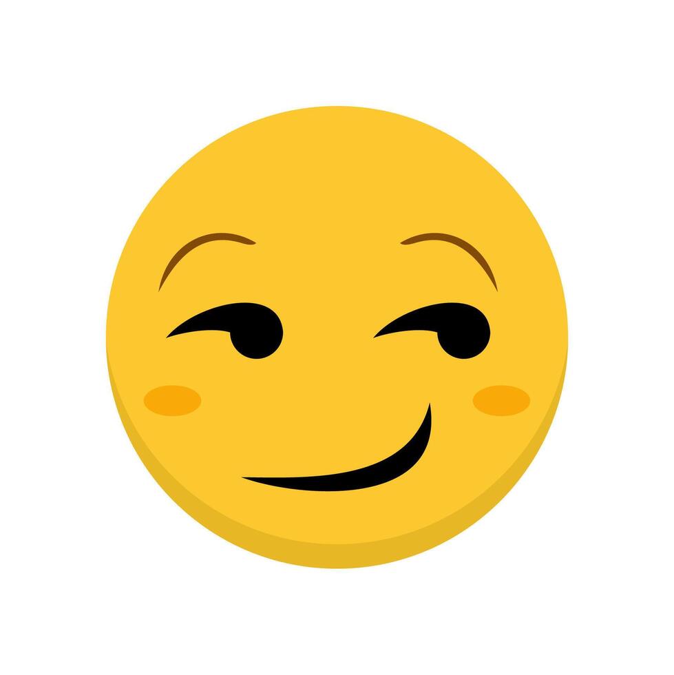 flirting face smug face suggestive face funny yellow emoticon emoticon for web vector
