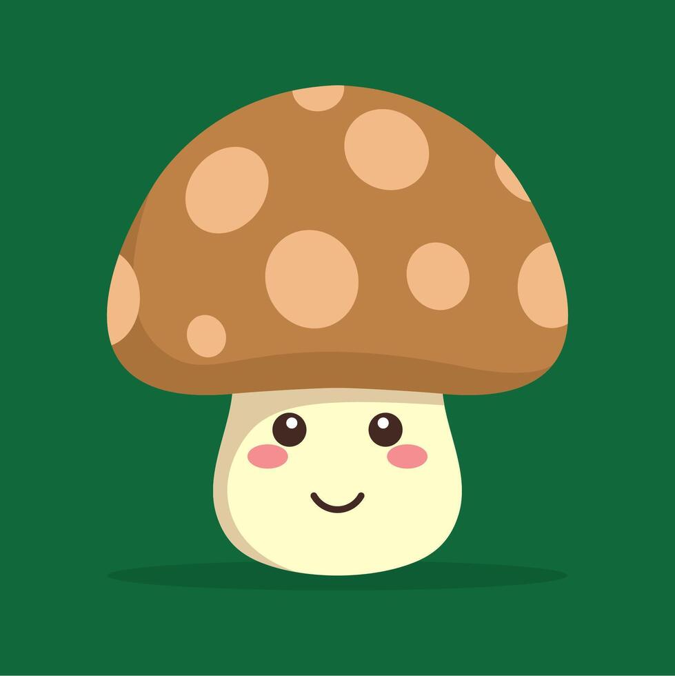 smiling mushroom character in a kawaii style vector
