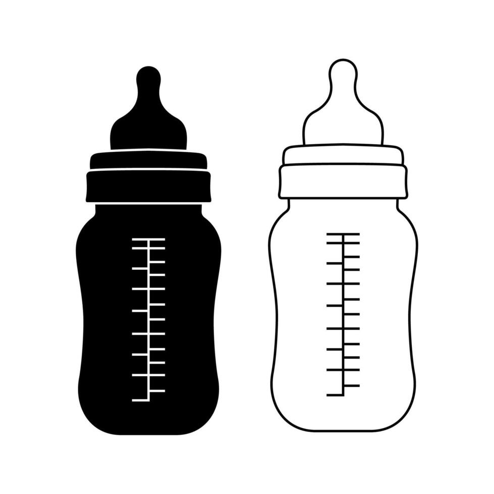 Baby milk bottle line icon vector