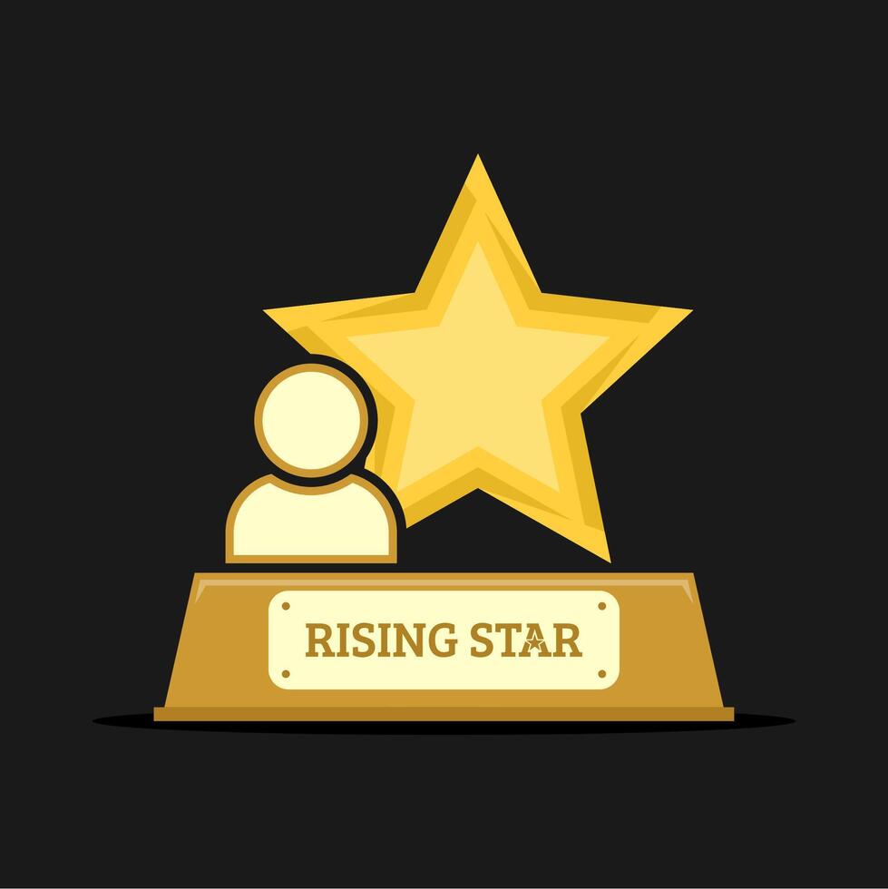 Rising Star gold trophy with flat design style vector
