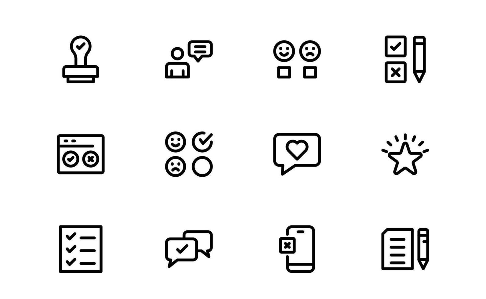 Premium Survey Icons set pack up. Editable Vectors for Data Collection, Market Research, Customer Feedback, and Polling Applications.