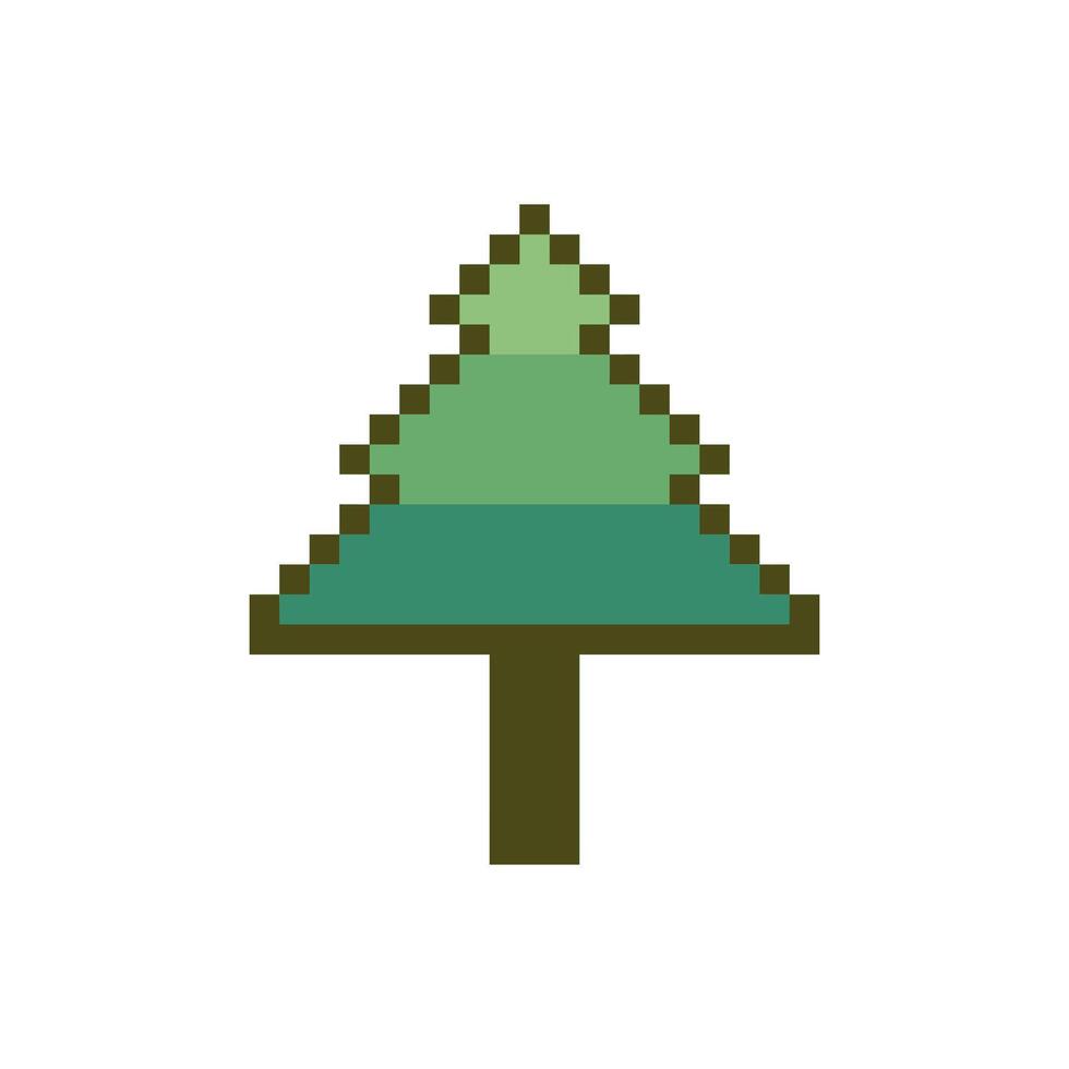 pixel pine tree classic pixel art vector