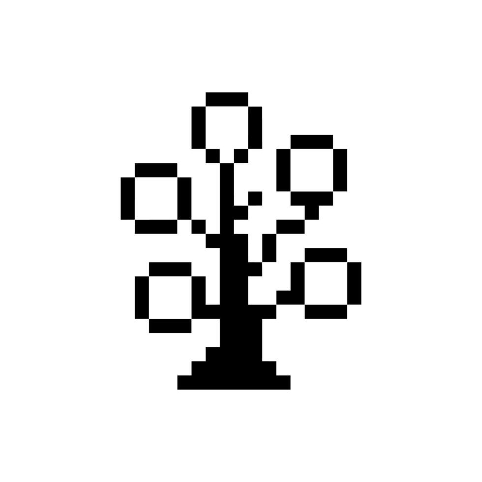 outline foliage vintage pixel scene vector