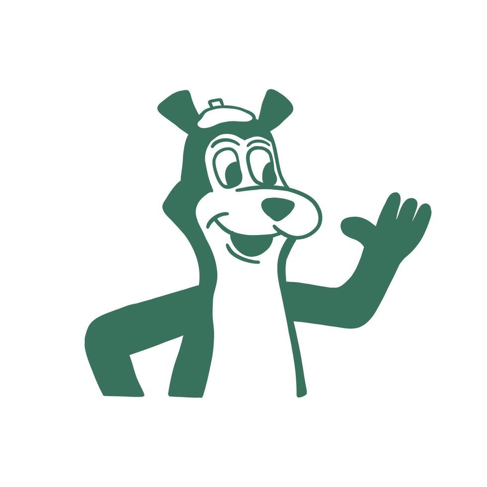 cute bear retro cartoon illustration vector
