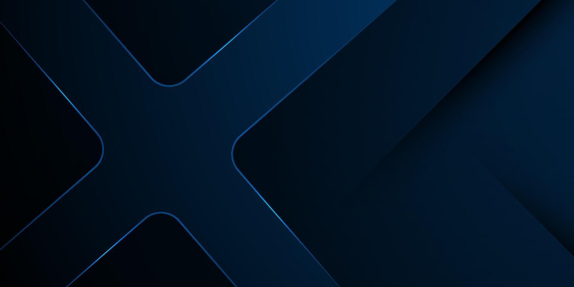 Abstract dark blue 3D background. Cross shape overlap pattern with lights vector