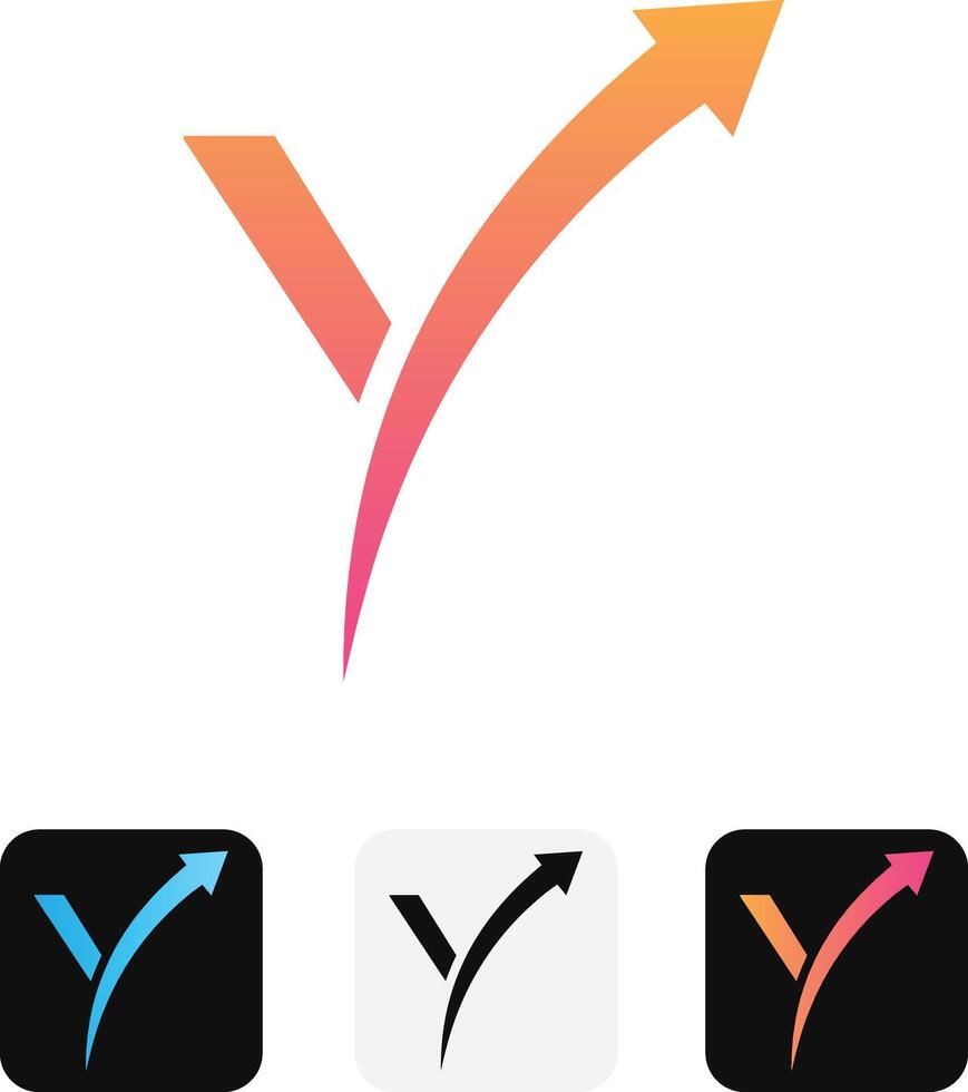 Letter Y with upward arrow logo. Y growth Logo vector
