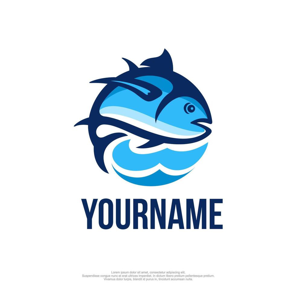 Tuna fish logo with circle shape vector