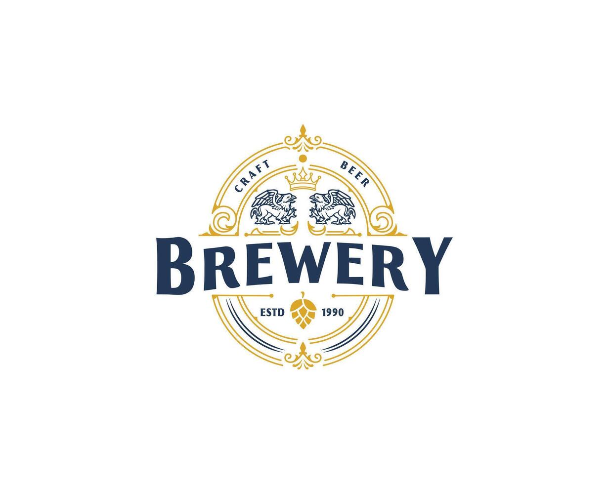 Brewery craft beer vintage logo vector
