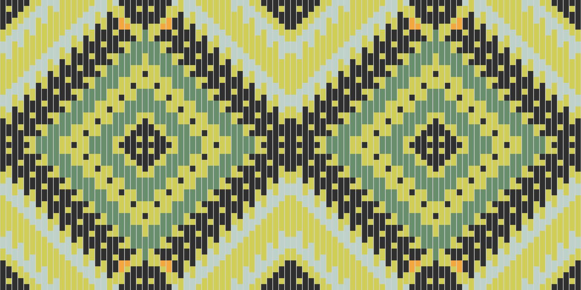 Background Ethnic Ikat Pattern Fabricfolk Embroidery, Aztec Geometric Ornament Print. Design for Carpet, Wallpaper, Clothing, Wrapping, Fabric vector