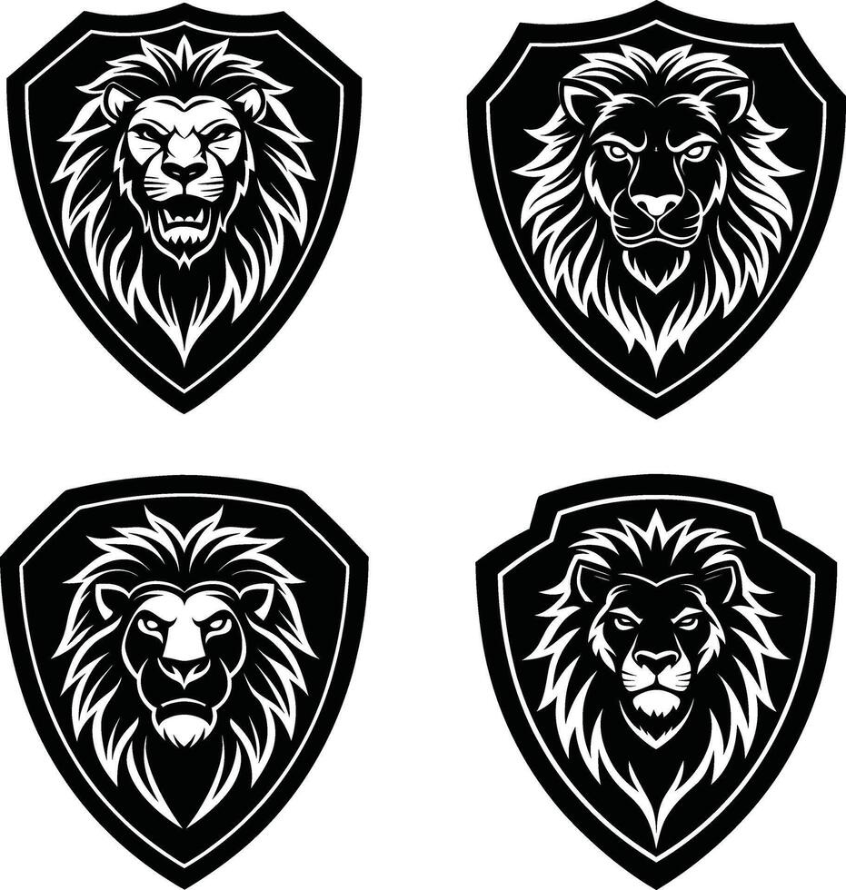 Lion Graphic Set Silhouette Jungle Animal for Print vector