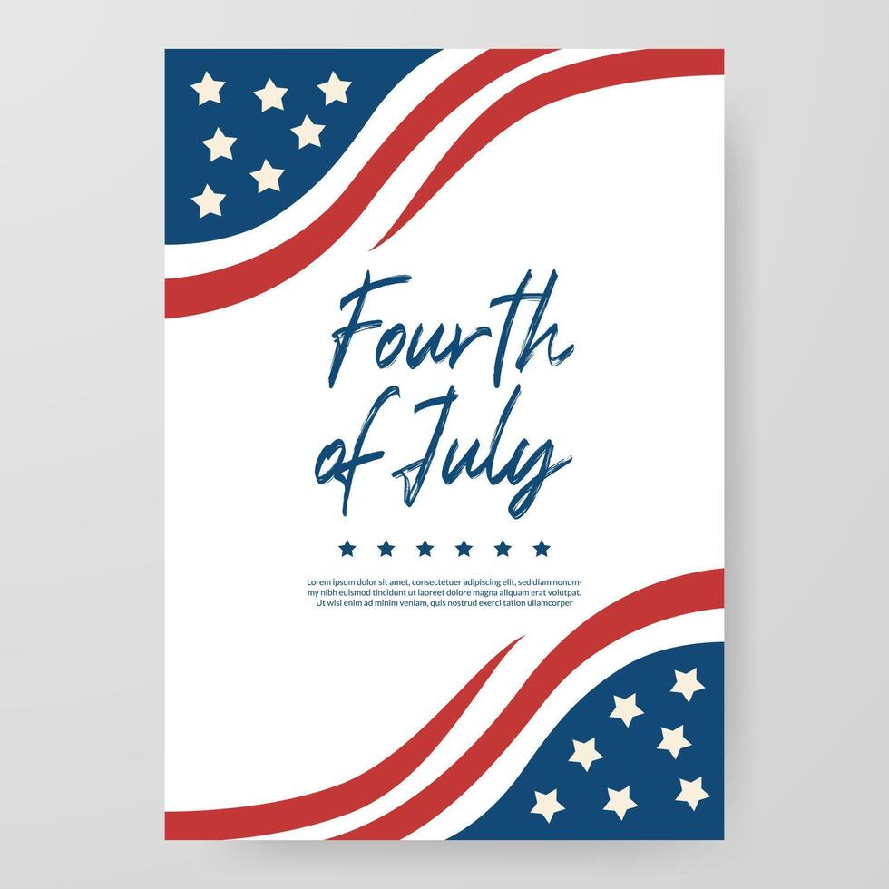 Fourth of July Poster with Wavy Flag Corners vector