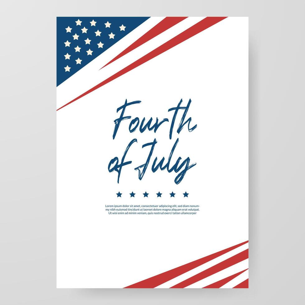 Minimalist Fourth of July Poster with Diagonal Flag vector