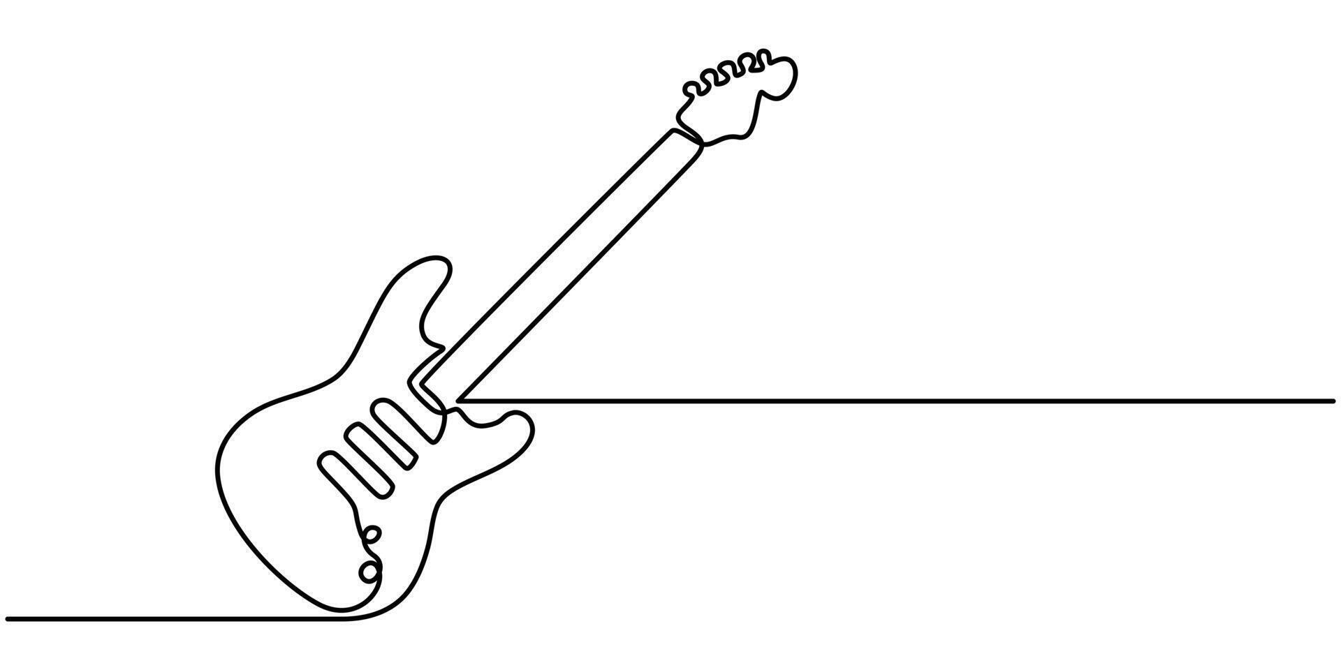 Continuous one line drawing of a guitar vector