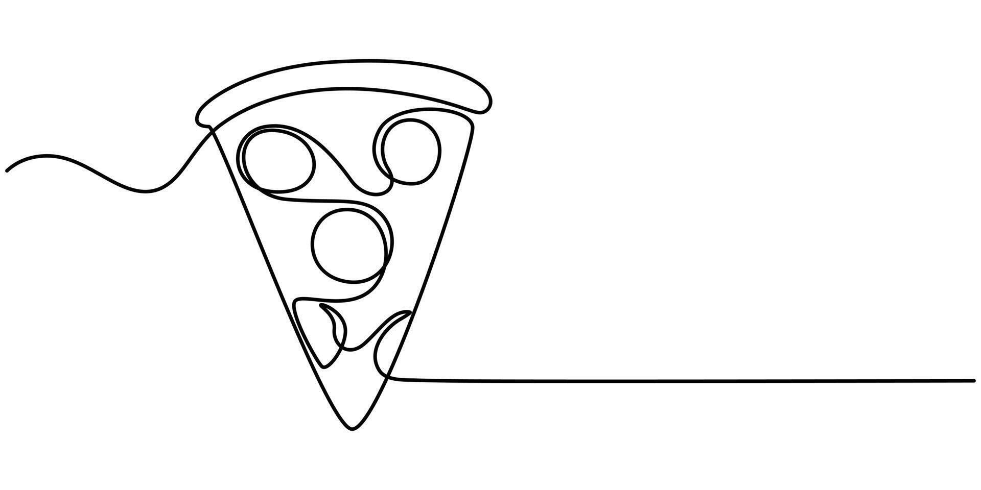 Continuous Line Drawing of Pizza Icon vector