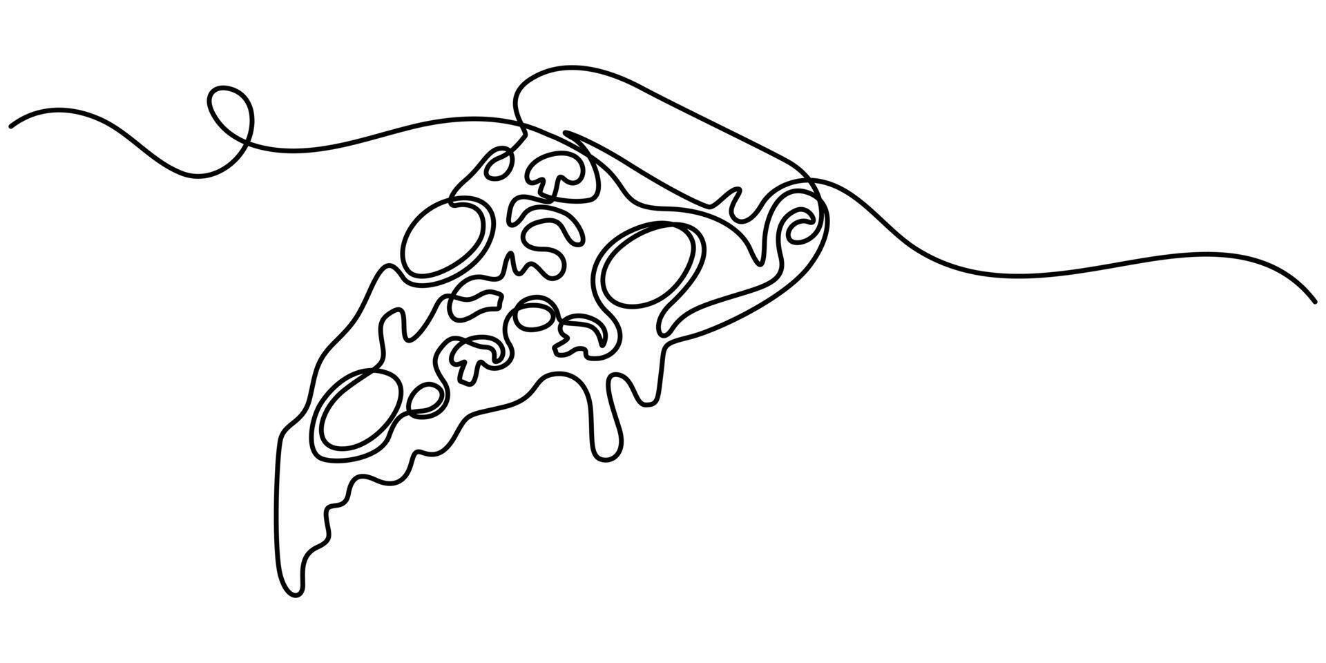 One Continuous Line Drawing of Pizza Icon. Single Line Illustration vector