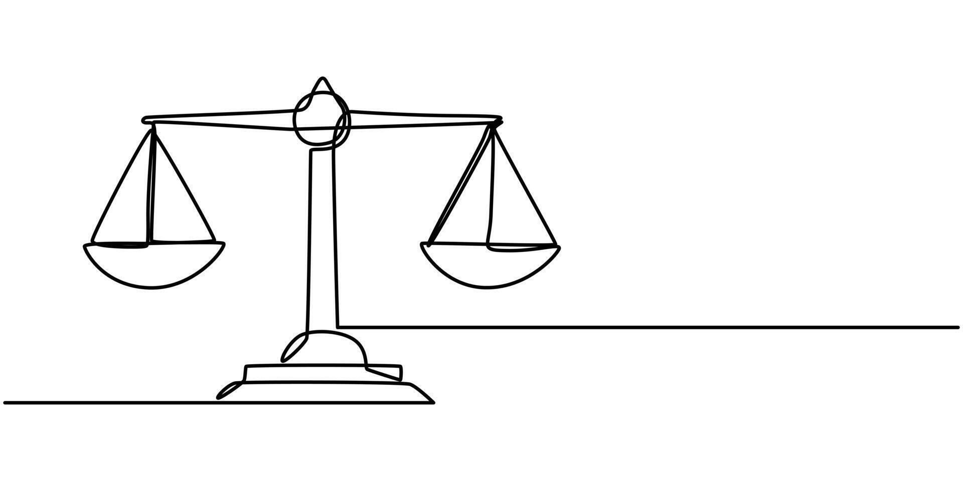 Continuous Line Drawing of Balance Icon. Hand Drawn Symbol Illustration. vector