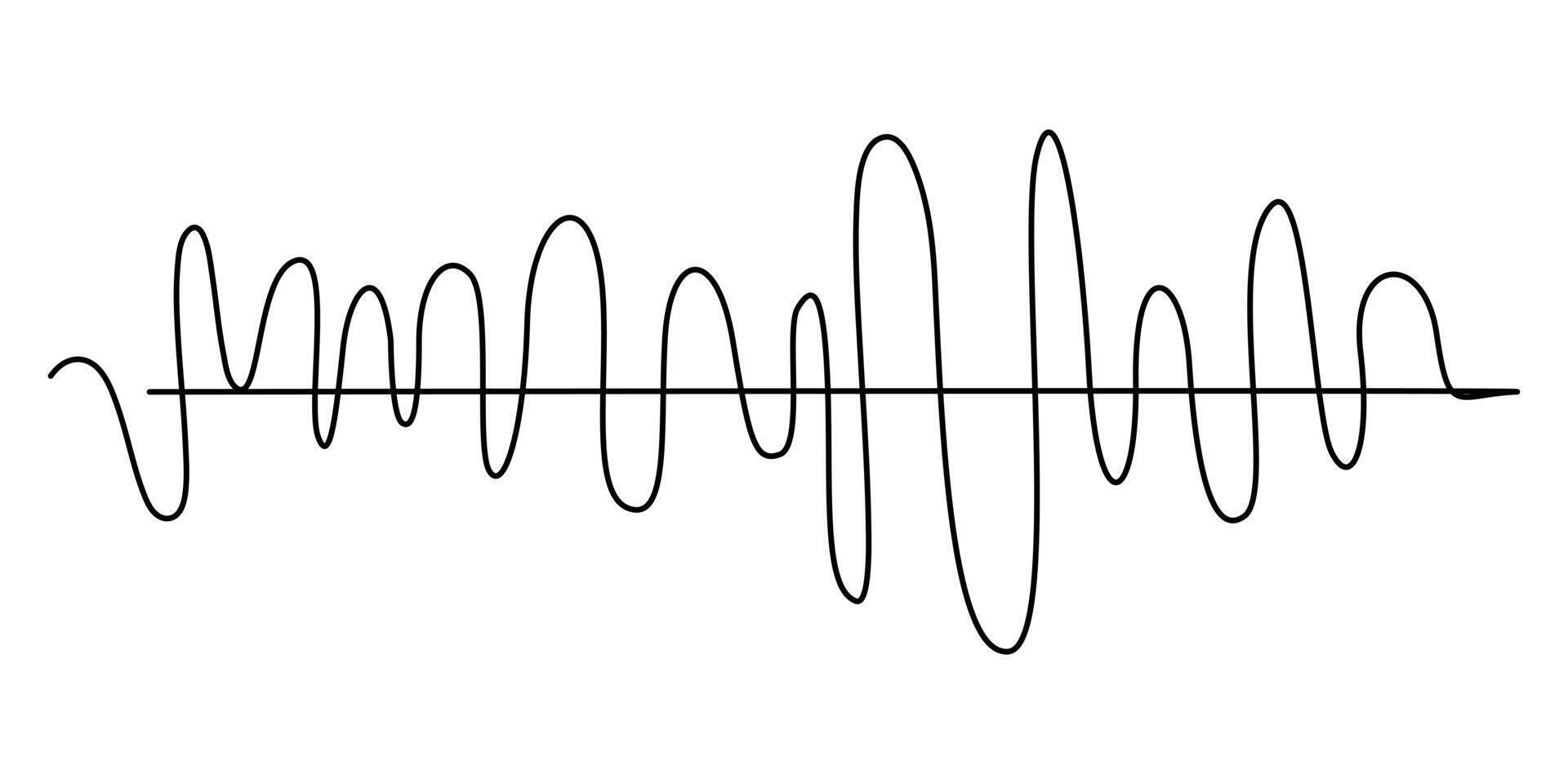 Heart beat one line. Continuous lines heart beats drawing vector