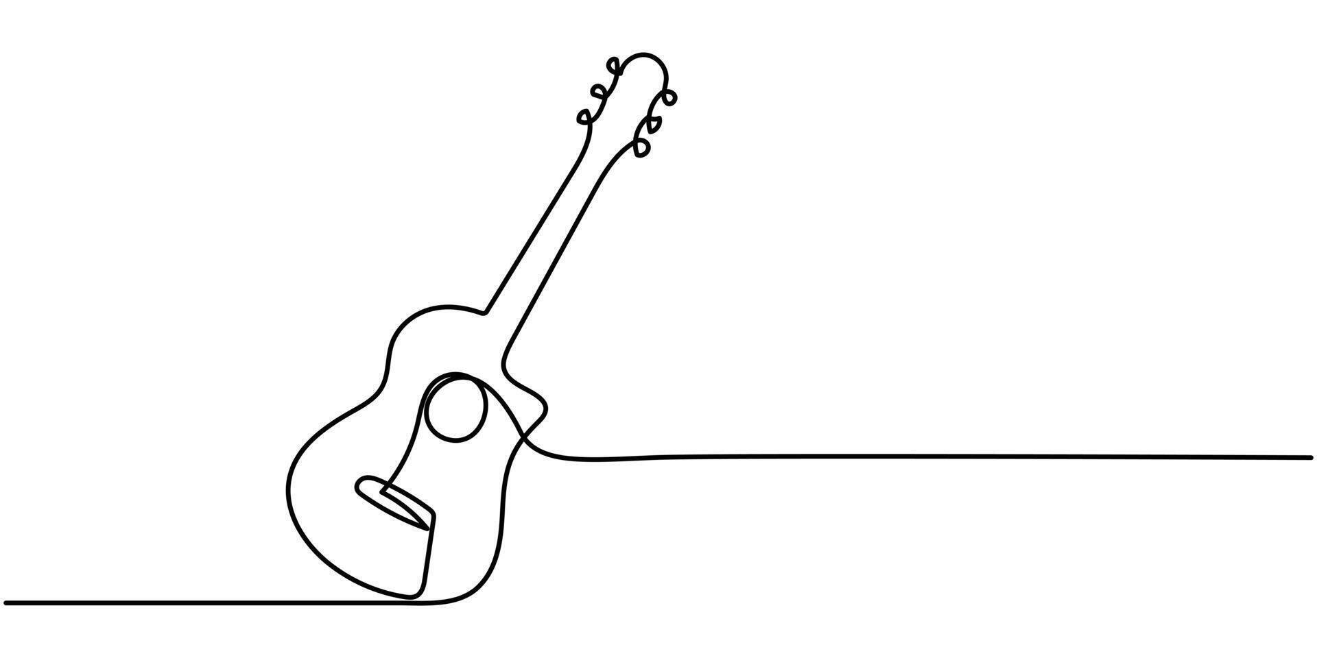 one line drawing of classical guitar vector