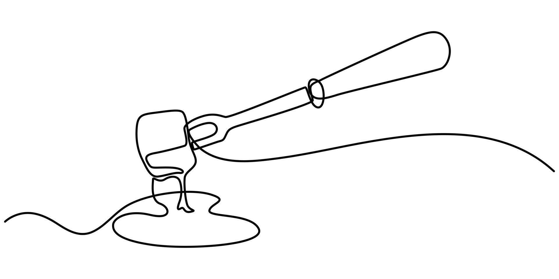 fondue Cheese Continuous Line Art Illustration,continuous One line Drawing vector