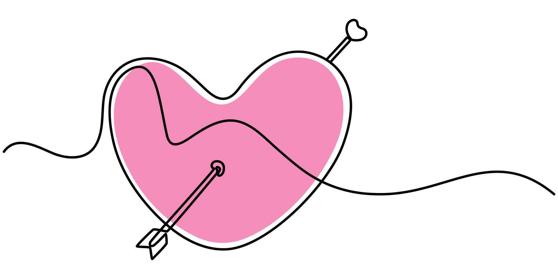 continuous One line Drawing Abstract line heart icon, vector