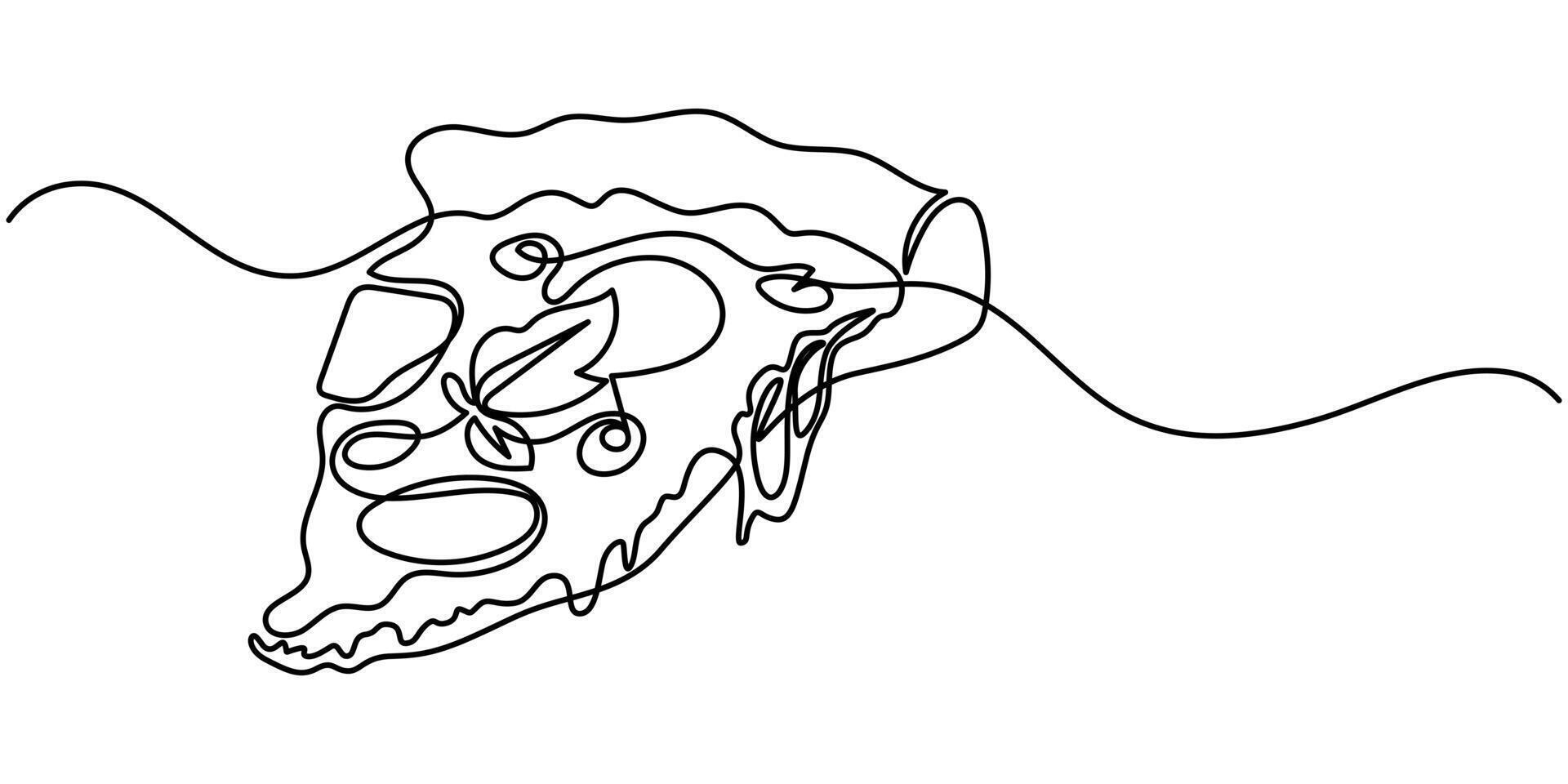 One Continuous Line Drawing of Pizza Icon vector