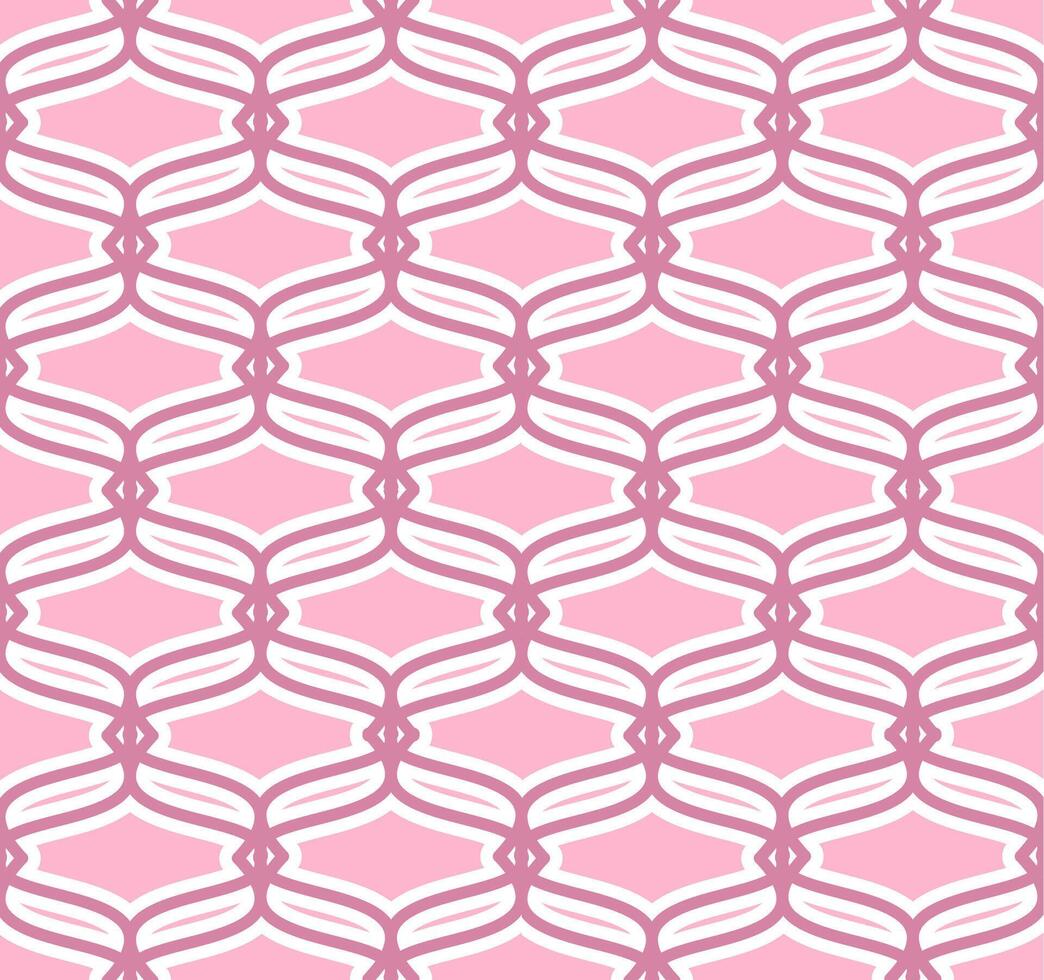 Seamless pink geometric pattern with curved white lines vector