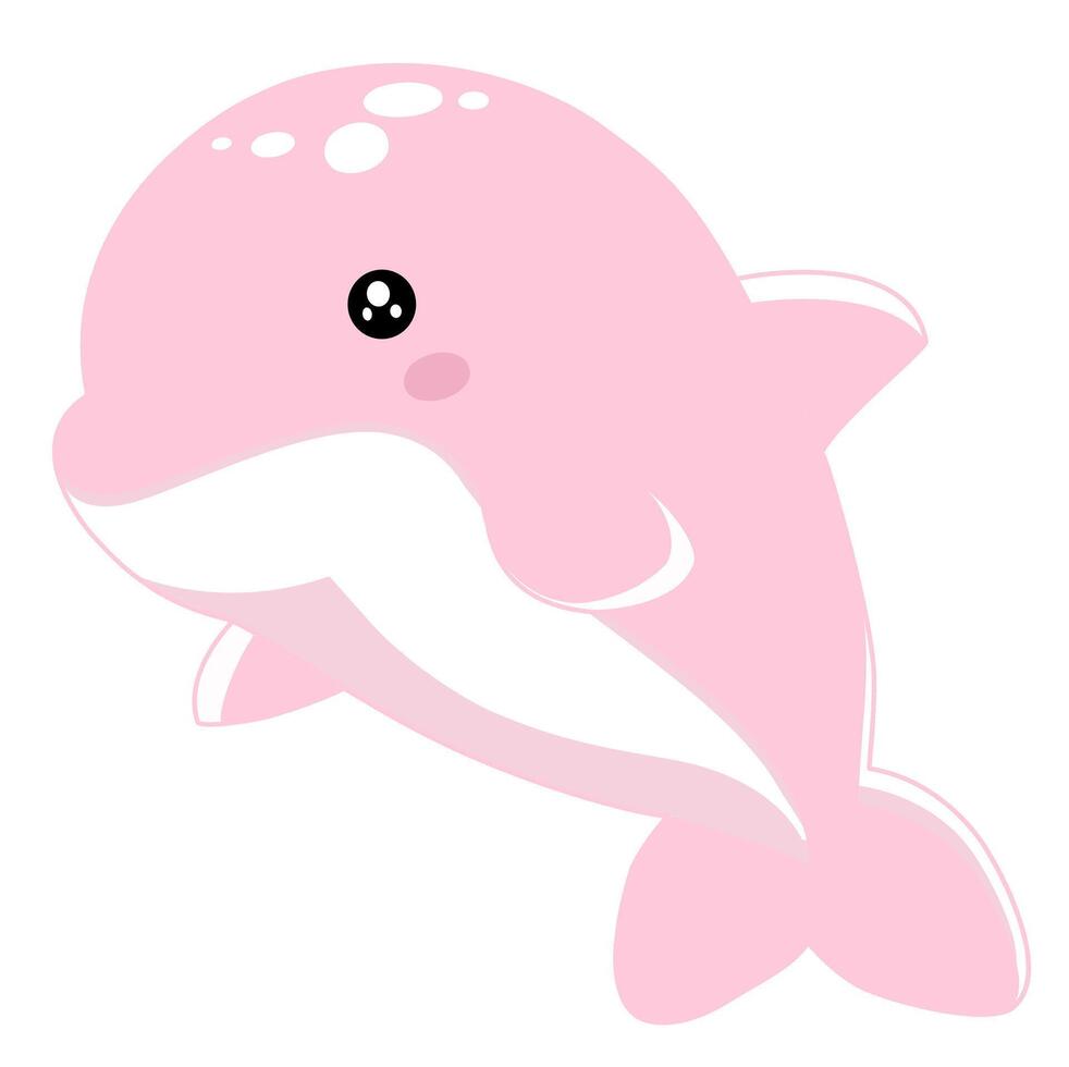 Cute pink dolphin vector