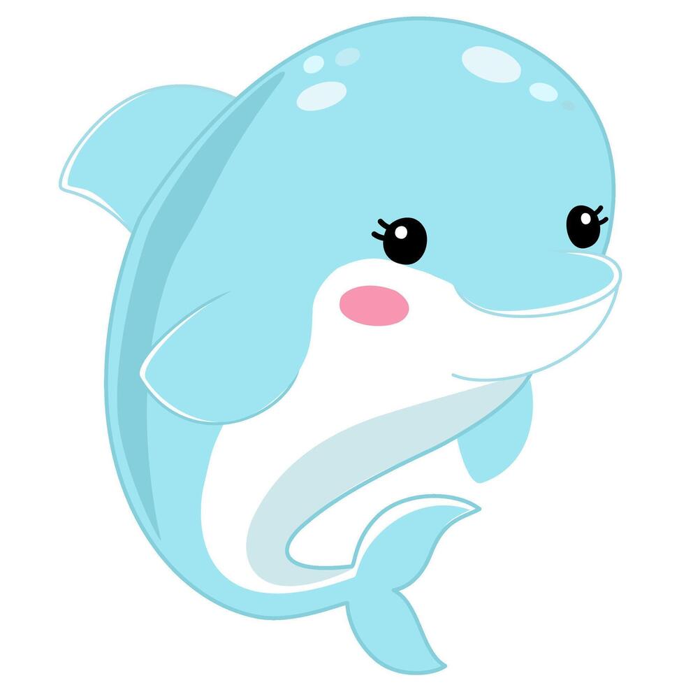 Cute blue dolphin vector