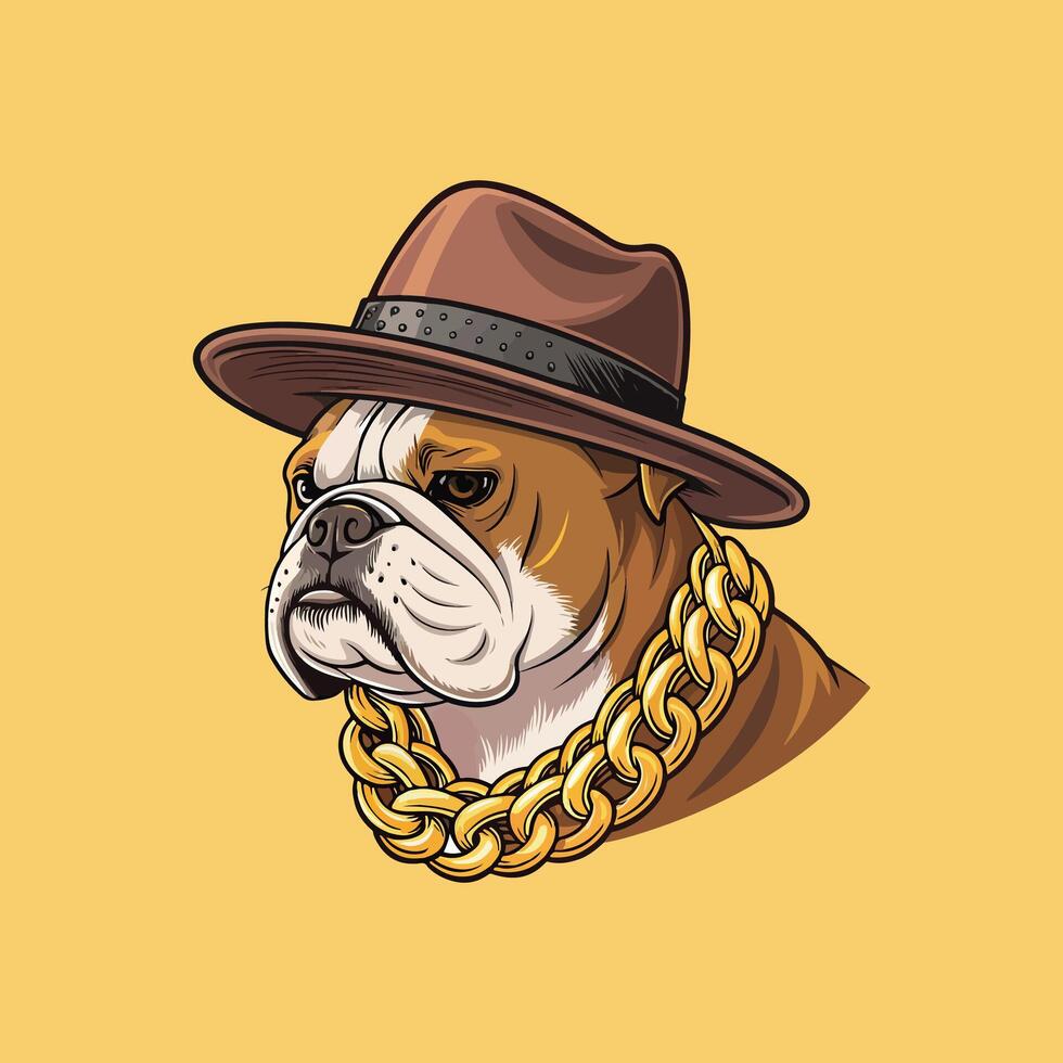 Stylish Bulldog vecto r with golden chain pet animal vector