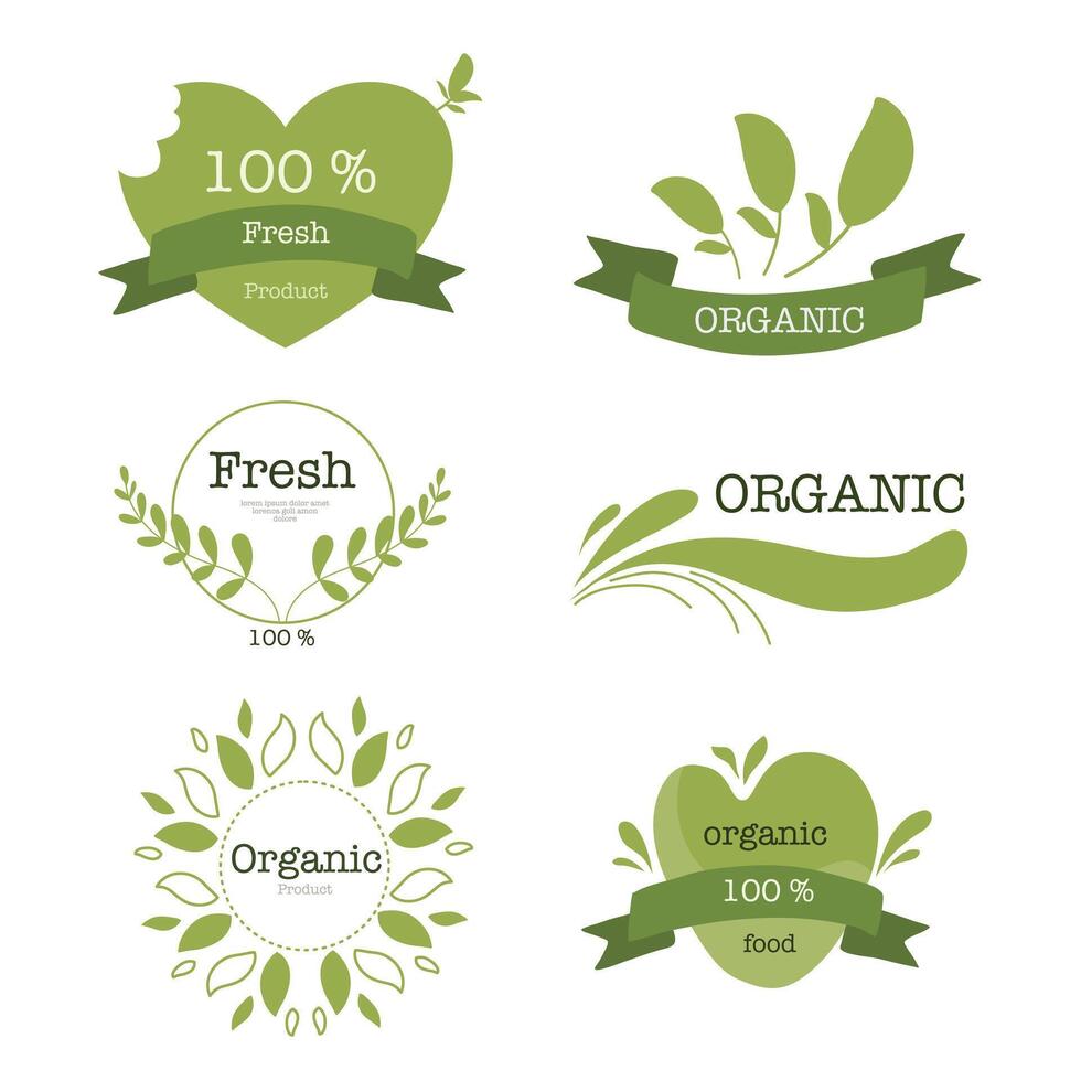 Set of organic labels and badges vector