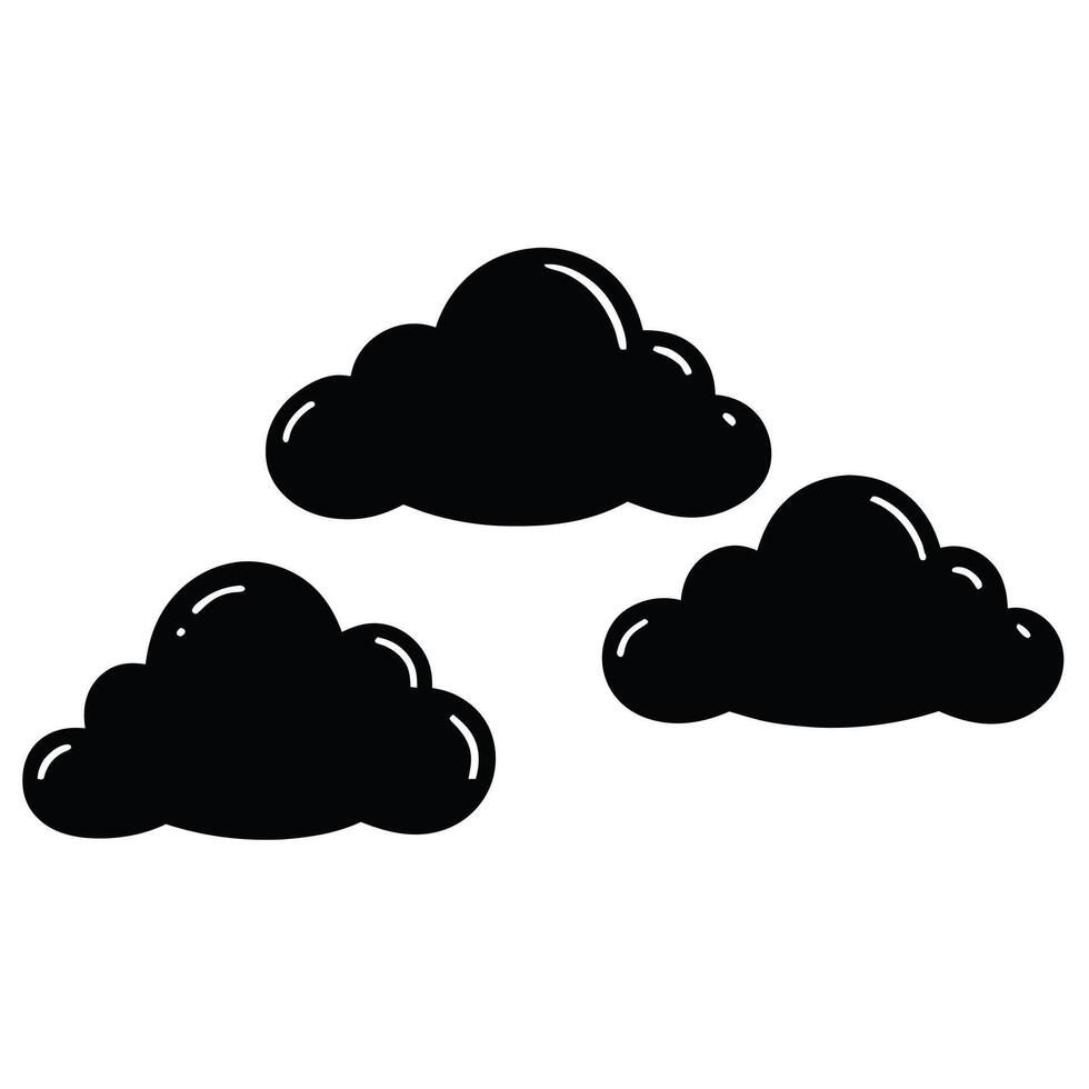 clouds three black clouds on a white background vector