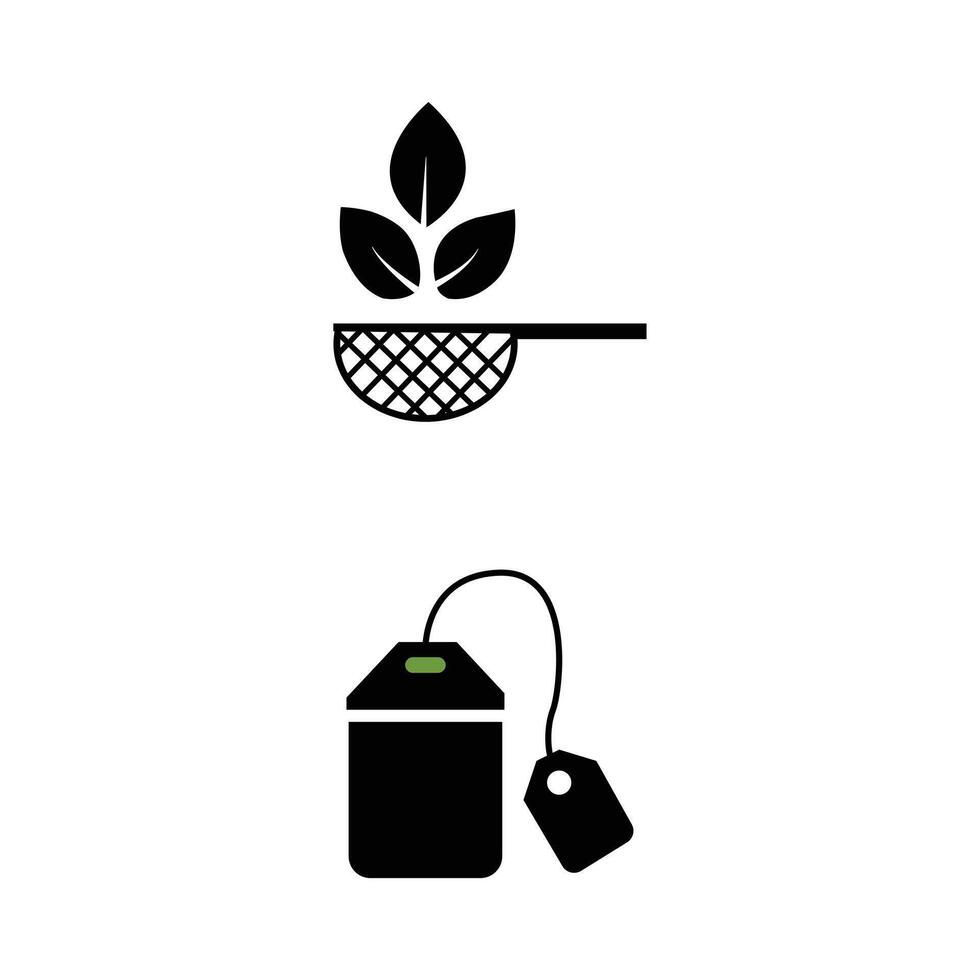 eco leaf tea sign and teapot vector