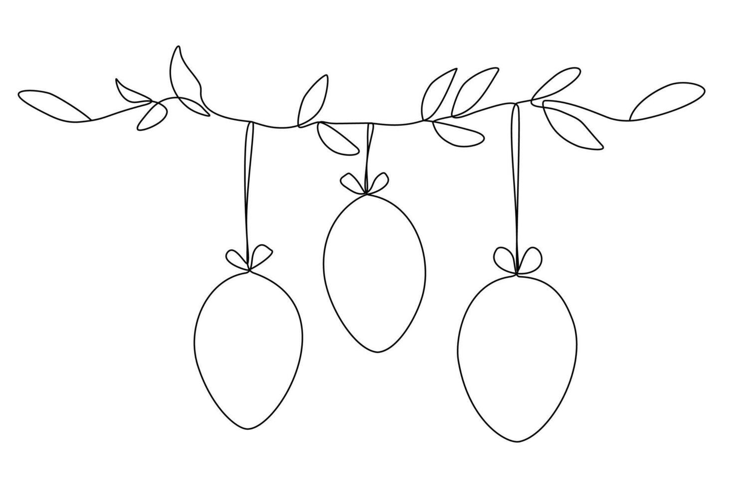 Easter eggs line art style for easter background, banner, flyer, card design vector
