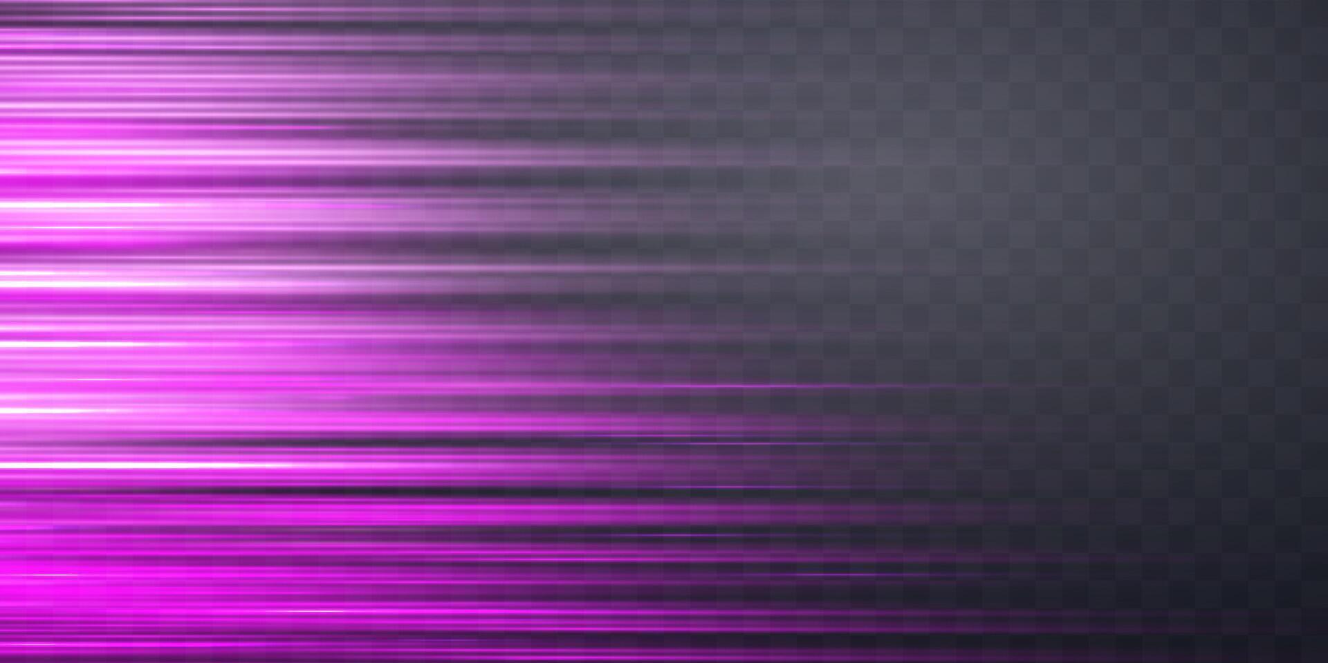 Speed rays, light neon flow, zoom in motion effect, pink glow speed lines, colorful light trails, perspective stripes. Abstract background. vector