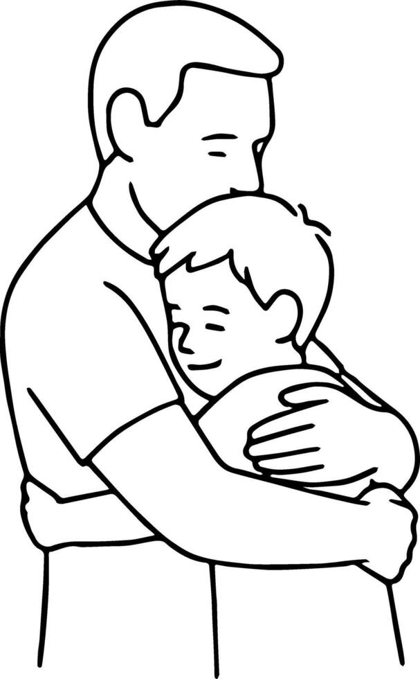 Fathers Day Hug Outline Loving Embrace Art vector