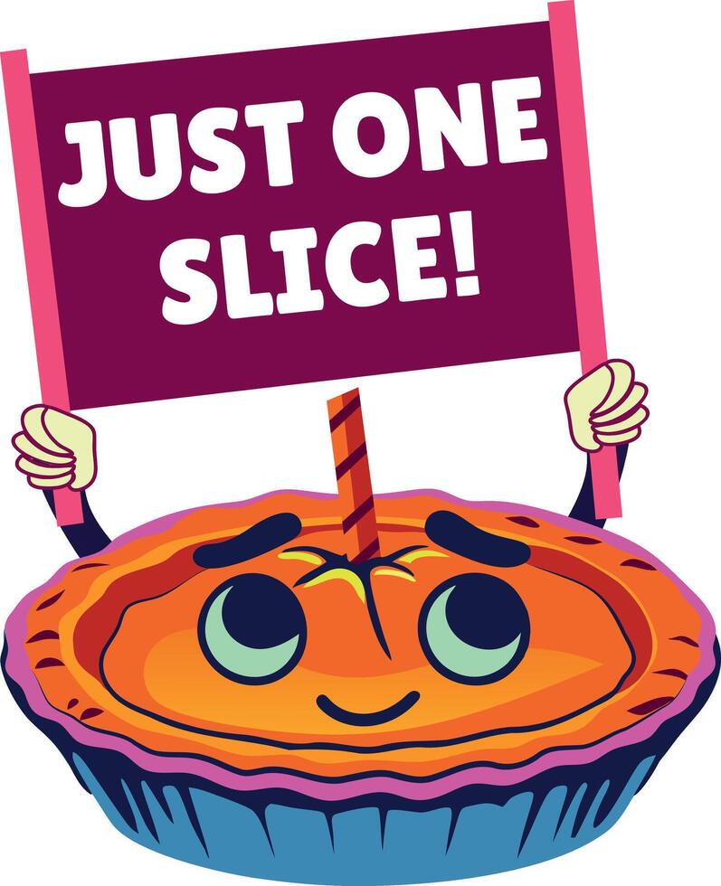 A flat style sticker of a pie with just one slice typography vector