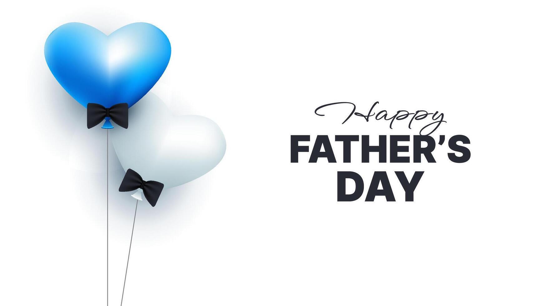 happy fathers day greeting card with Two heart shaped balloons and bow ties vector