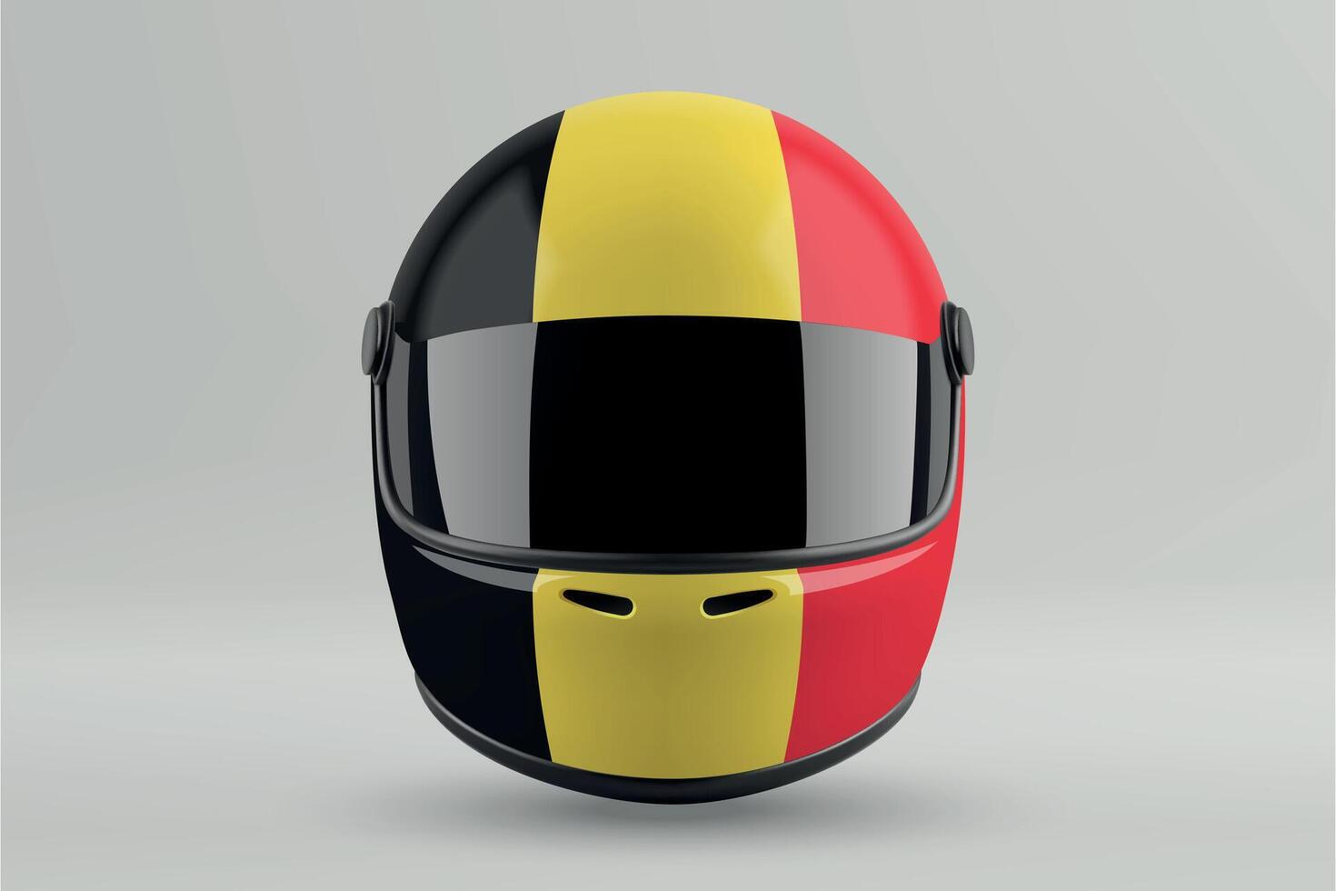 Front view of racing helmet featuring Belgium flag colors vector