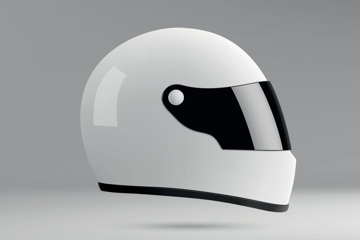 White full face helmet with black visor side view vector