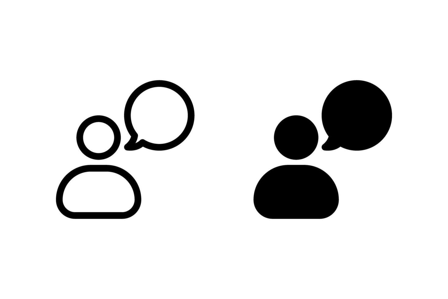 icon depicting a person with a speech bubble, representing communication, conversation, and discussion. illustration. vector