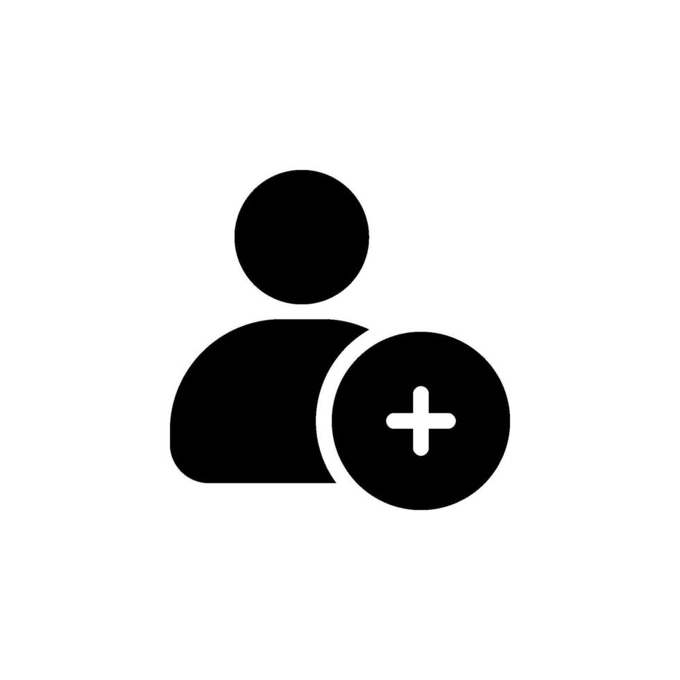 person with plus icon. representing adding user, creating a new account, or adding a contact vector