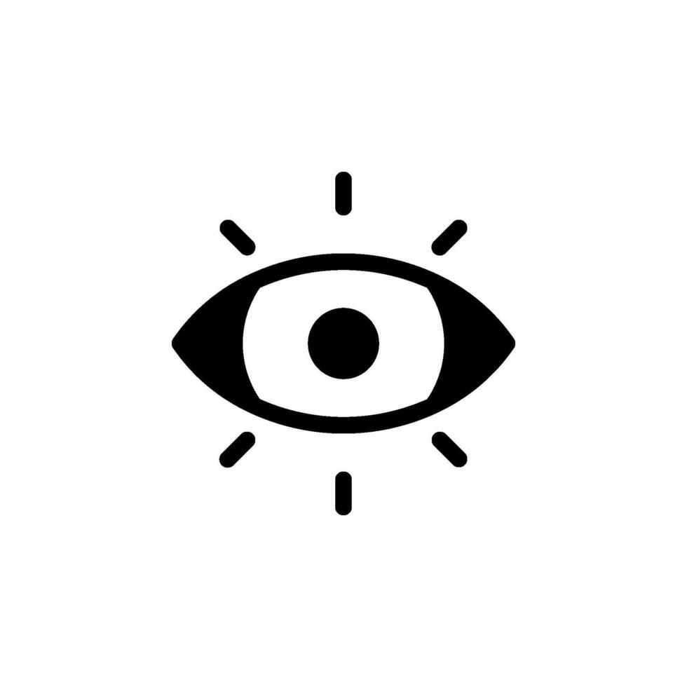 eye icon with rays emanating. Represents vision, observation, awareness, and insight. Ideal for use in web design, graphic design, apps, and presentations related to health, technology, security. vector