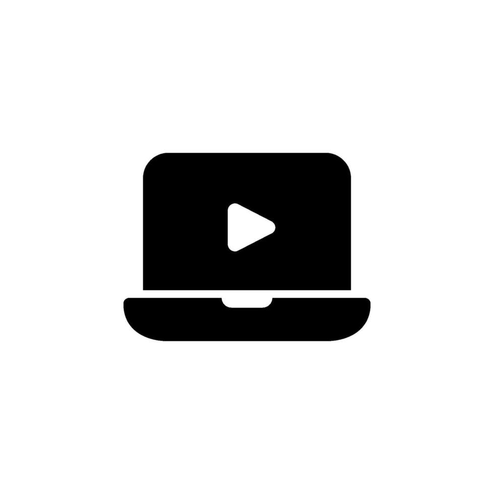 Laptop with a play icon. representing , online content, streaming, or media. Suitable for web design, app icons, and digital marketing materials. vector