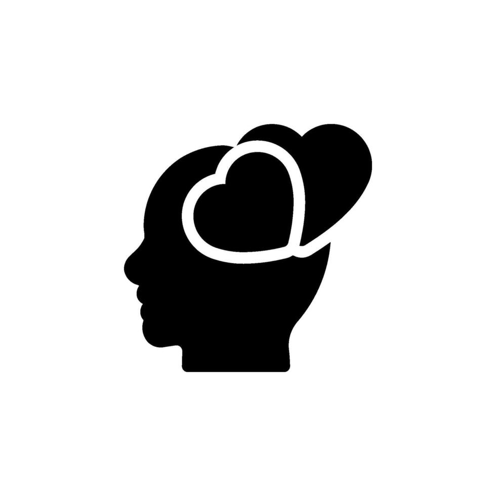 human head with hearts icon. symbolizing love, affection, empathy, and positive thinking. Ideal for concepts related to mental health, romance, relationships vector